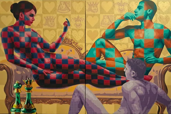 King and Queen of Hearts Acrylic on Canvas Painting